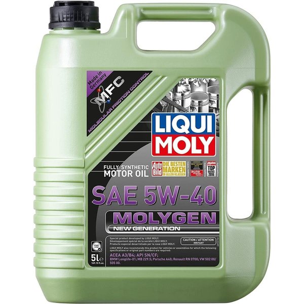 Liqui Moly 5 Liter 5W-40 Molygen New Generation Motor Oil LI568569